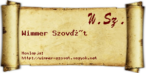 Wimmer Szovát névjegykártya